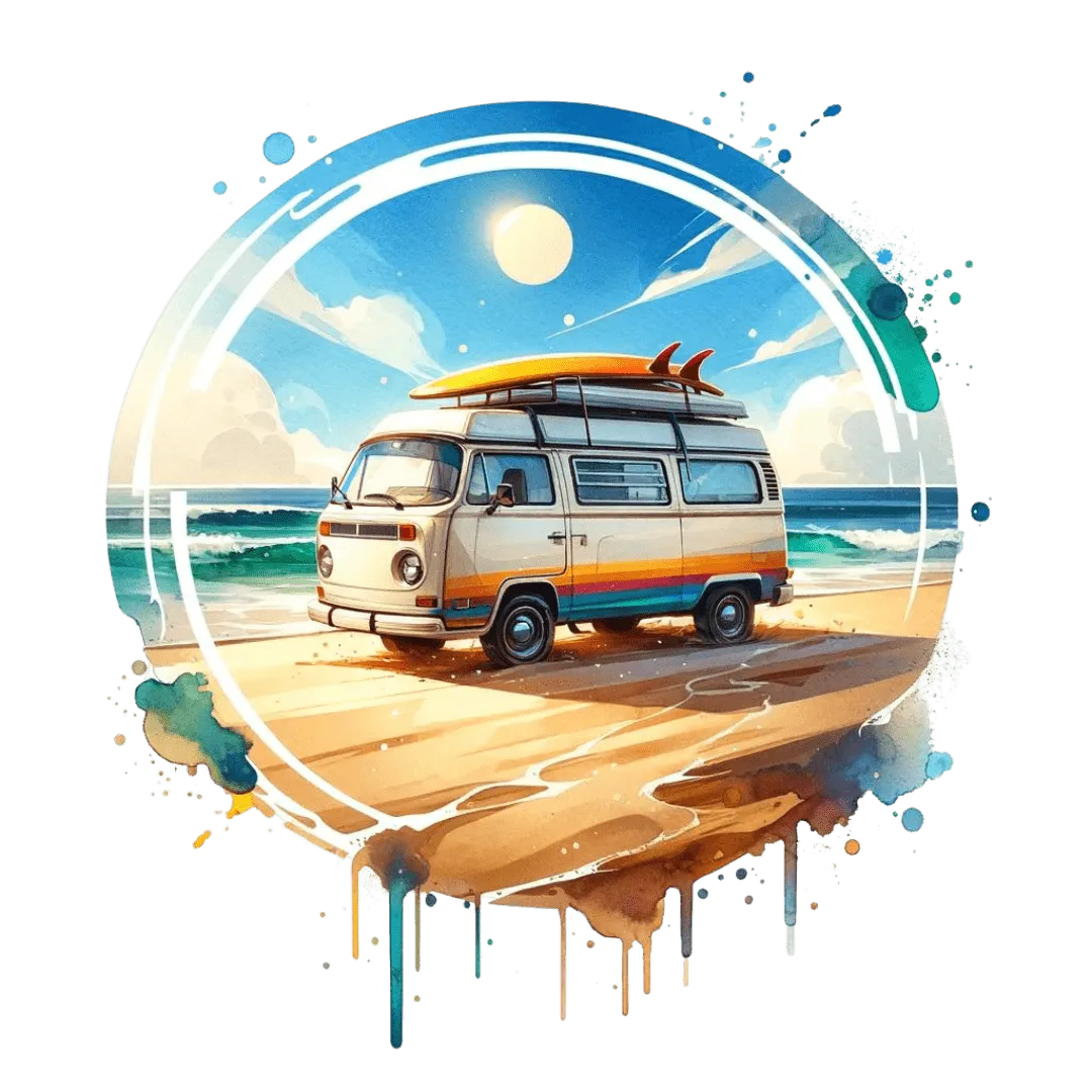 Camper van on beach
